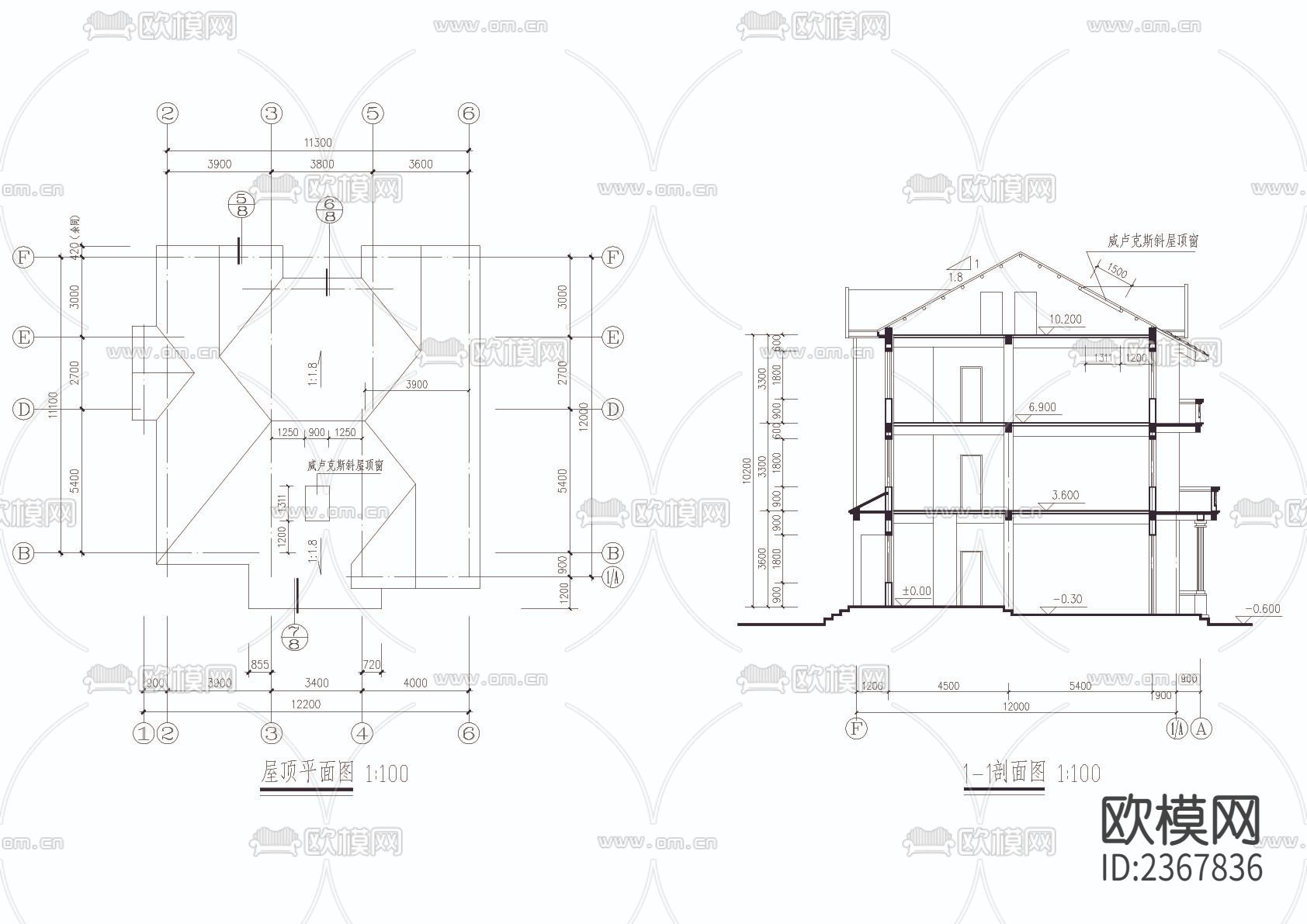 3层别墅建筑CAD施工图下载（渲染图4）