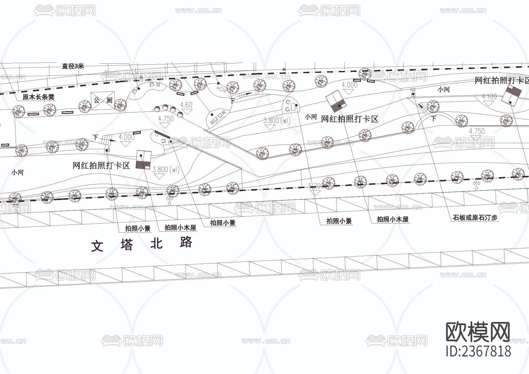 露营网红拍照基地CAD施工图下载（渲染图4）