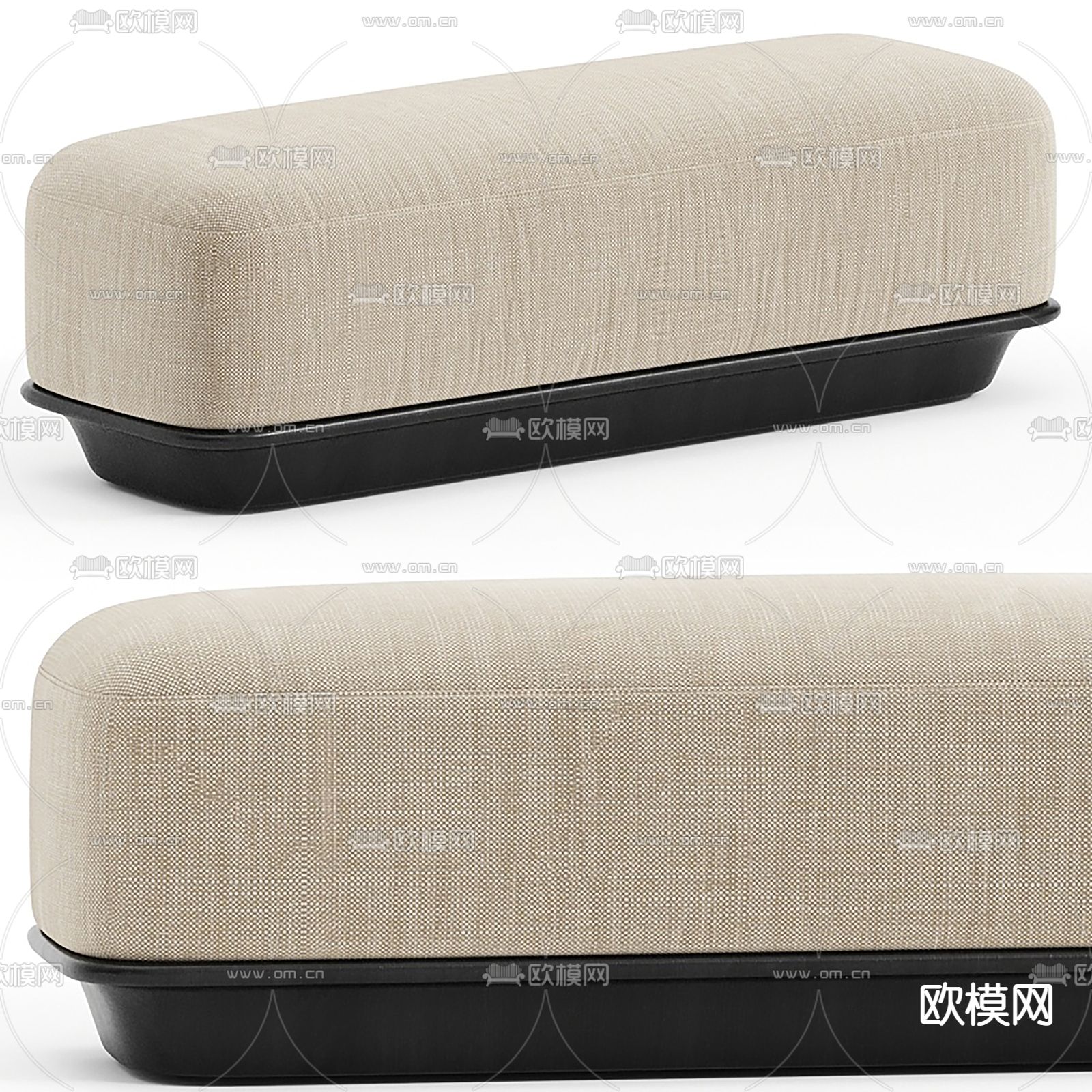 现代布艺床尾凳su模型