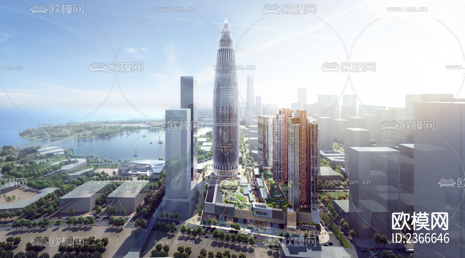 中国华润大厦 办公楼cad施工图下载（渲染图5）