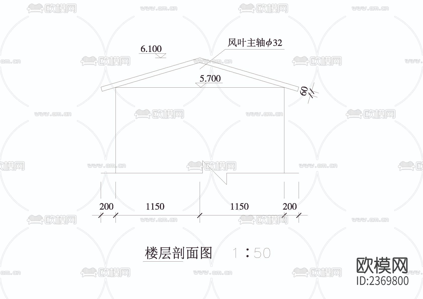 风车设计cad施工图下载（渲染图4）