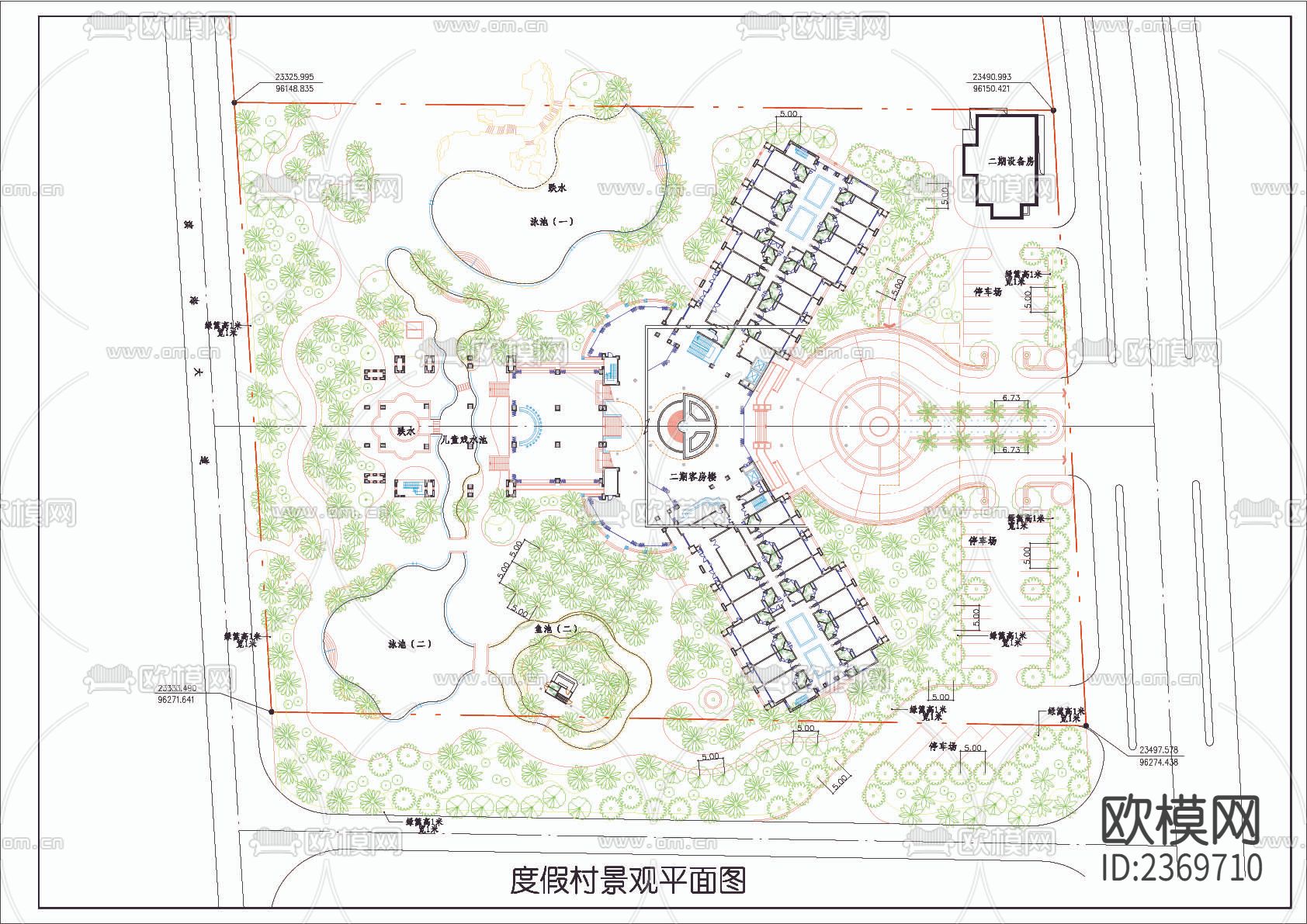 度假村景观CAD施工图下载（渲染图1）