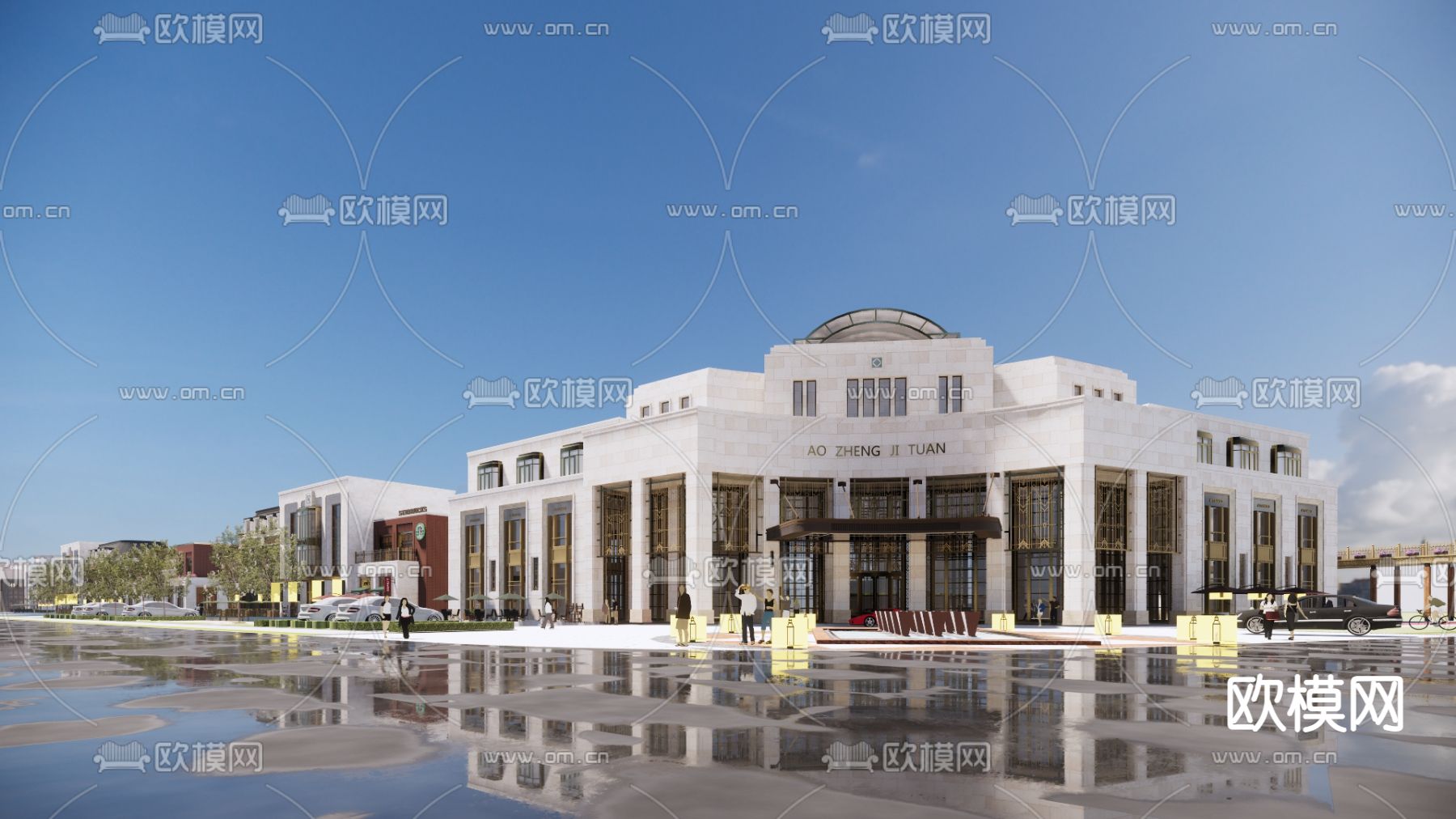 欧式售楼处外观su模型下载（渲染图3）