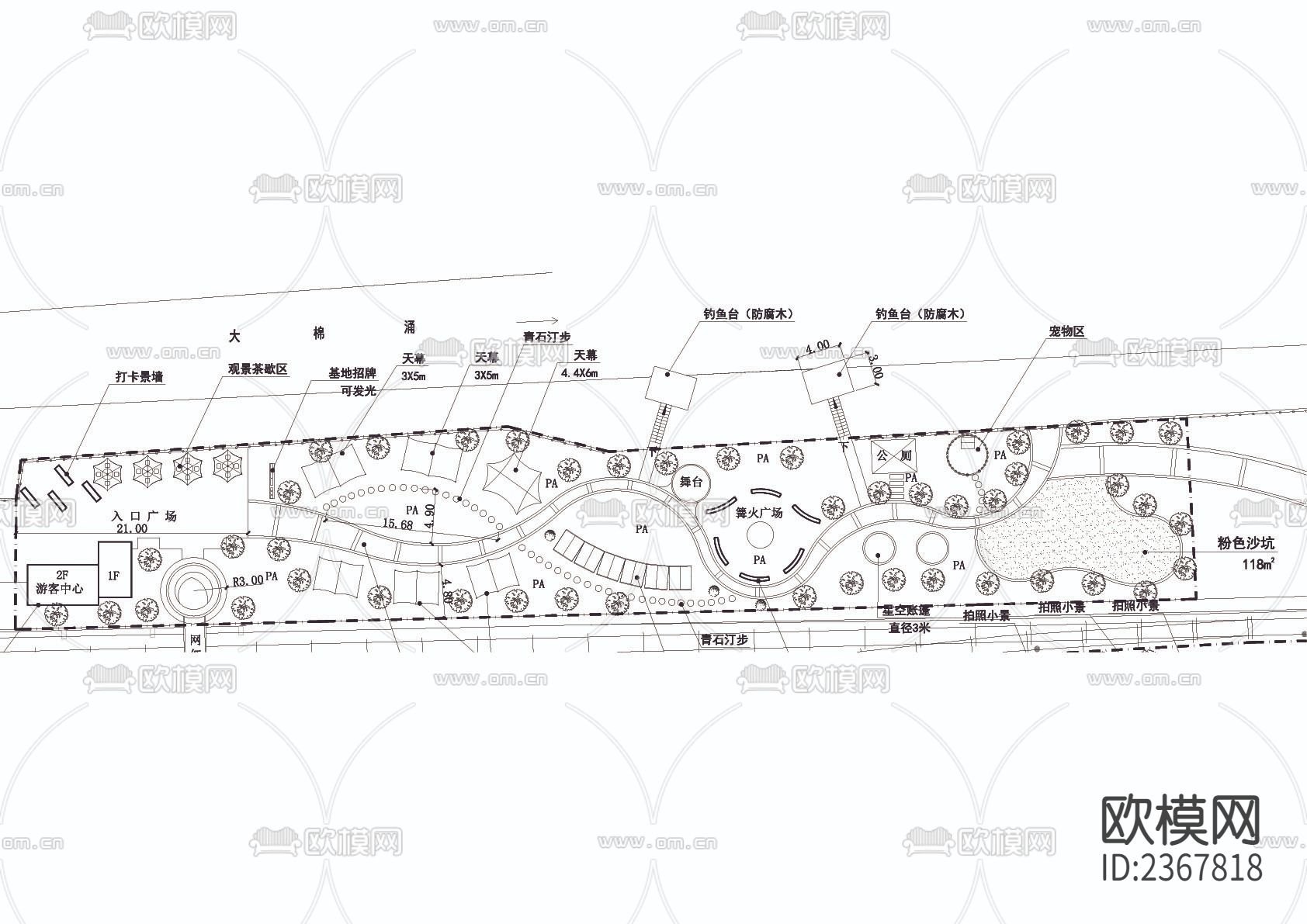 露营网红拍照基地CAD施工图下载（渲染图3）