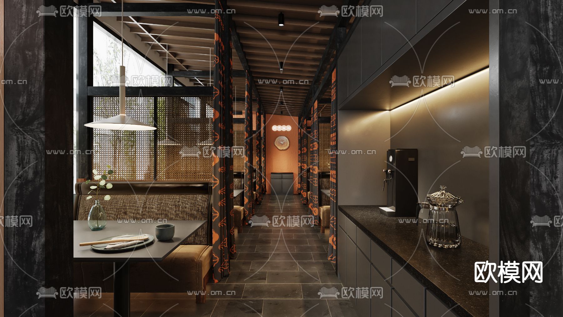 现代川菜餐饮店3d模型下载（渲染图2）