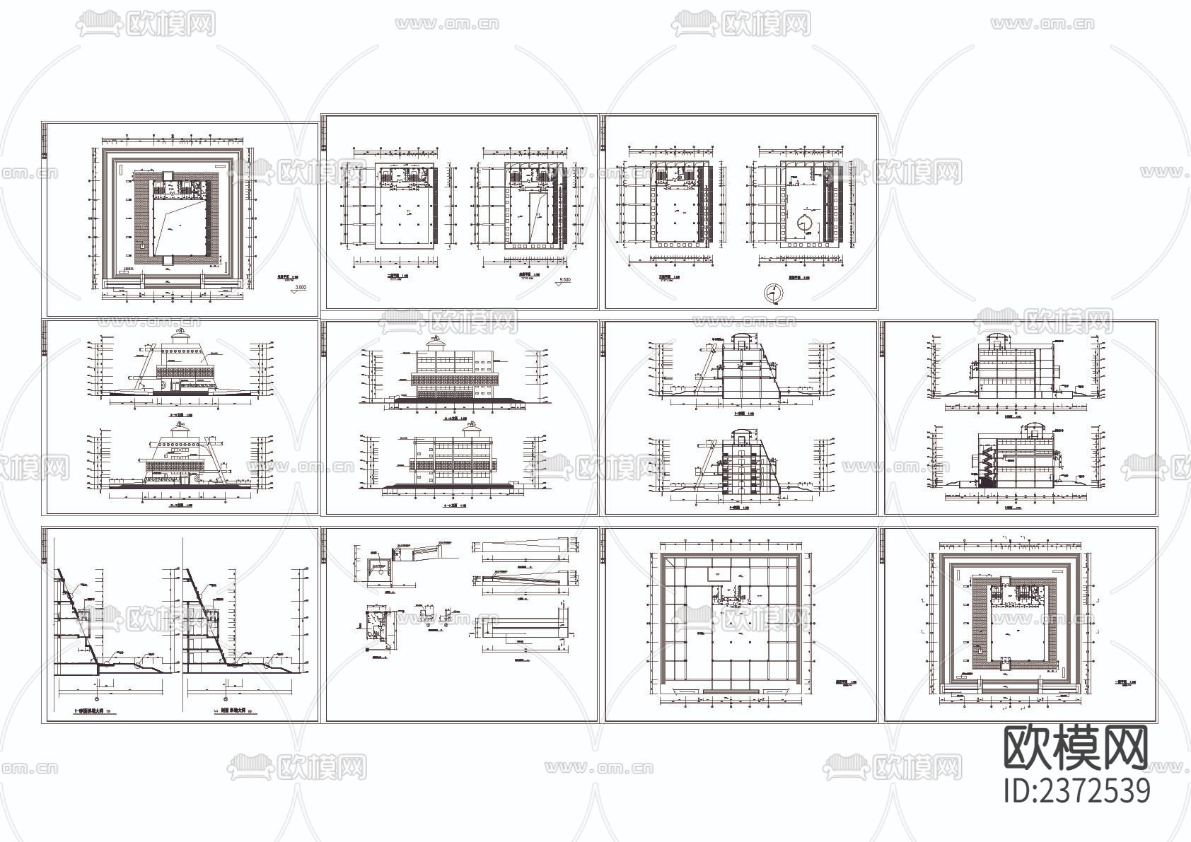 某博物馆建筑cad施工图下载（渲染图1）