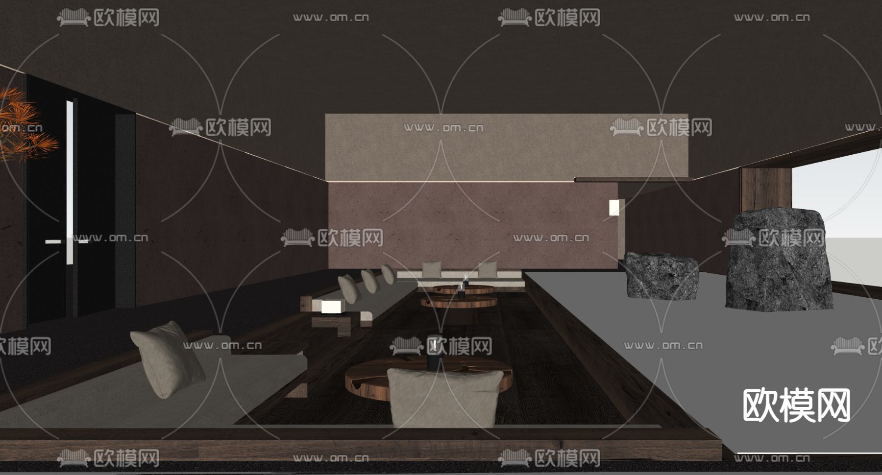 现代室内温泉su模型下载（渲染图4）