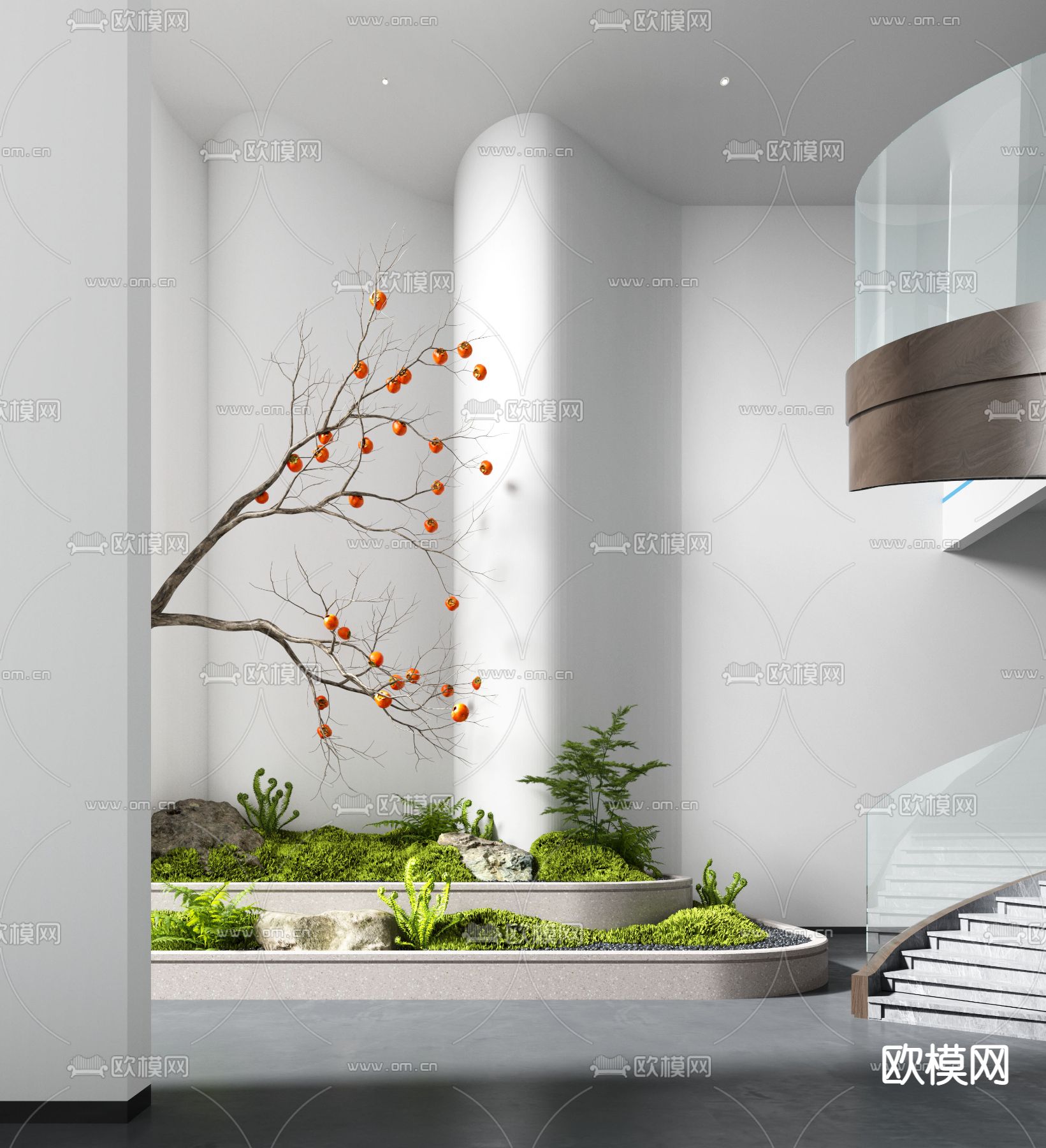 现代室内绿植造景3d模型下载_ID12199455_3dmax免费模型-欧模网