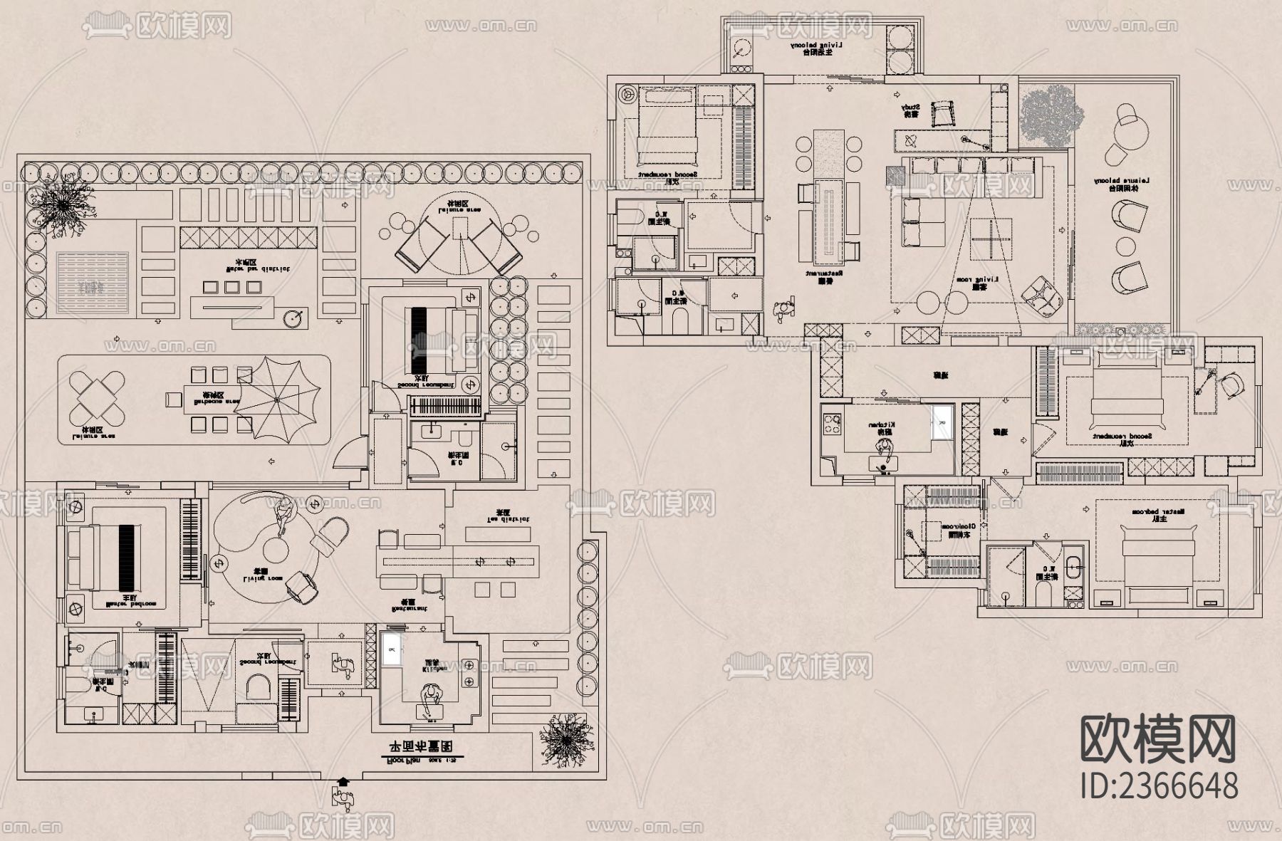 500套户型优化合集cad图库下载（渲染图9）