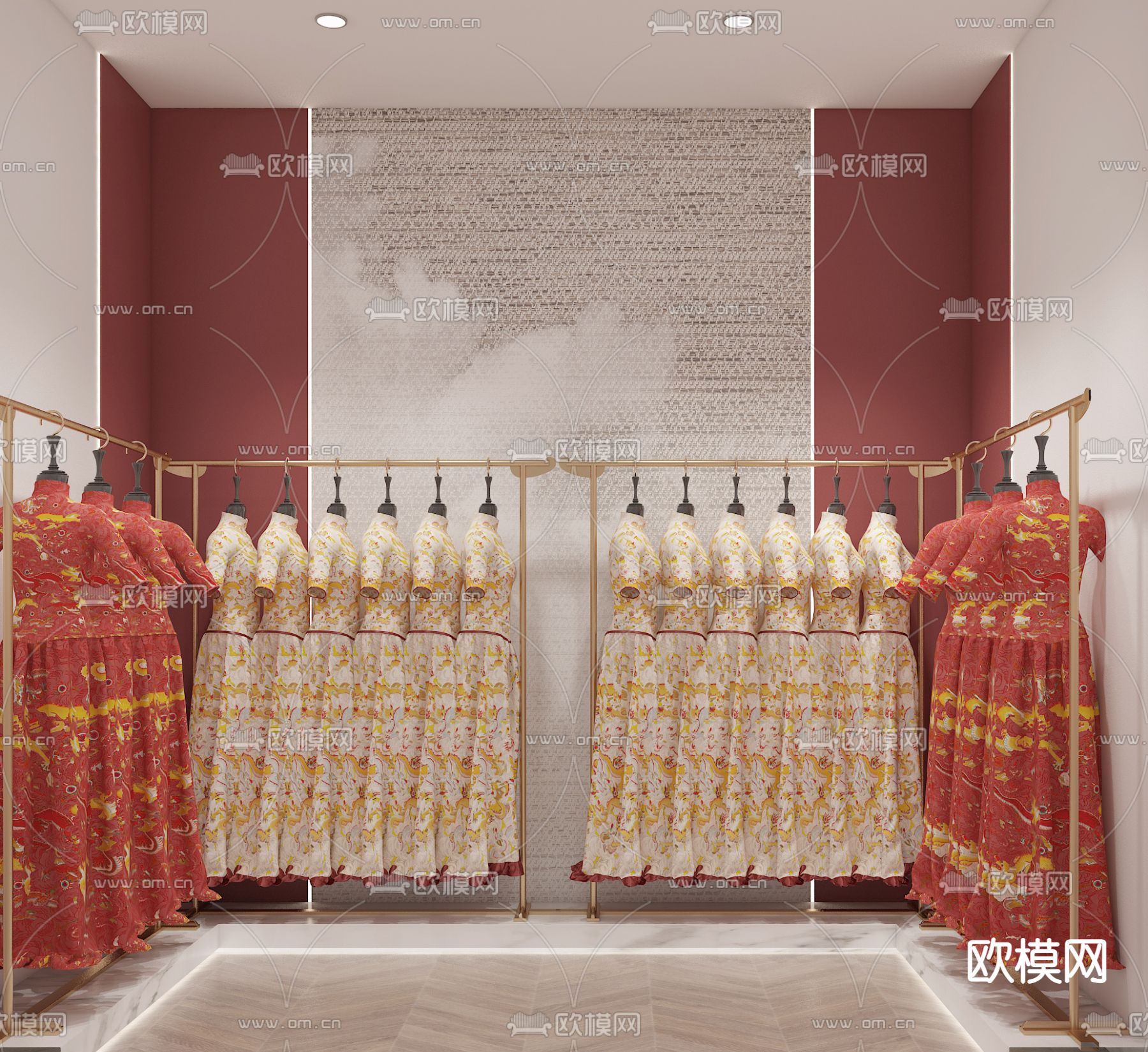 新中式婚纱 秀禾挂衣区su模型下载（渲染图1）