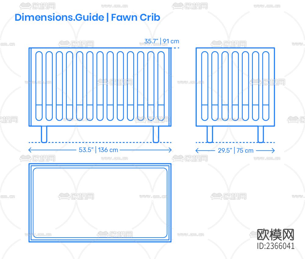 婴儿床cad图库下载（渲染图6）