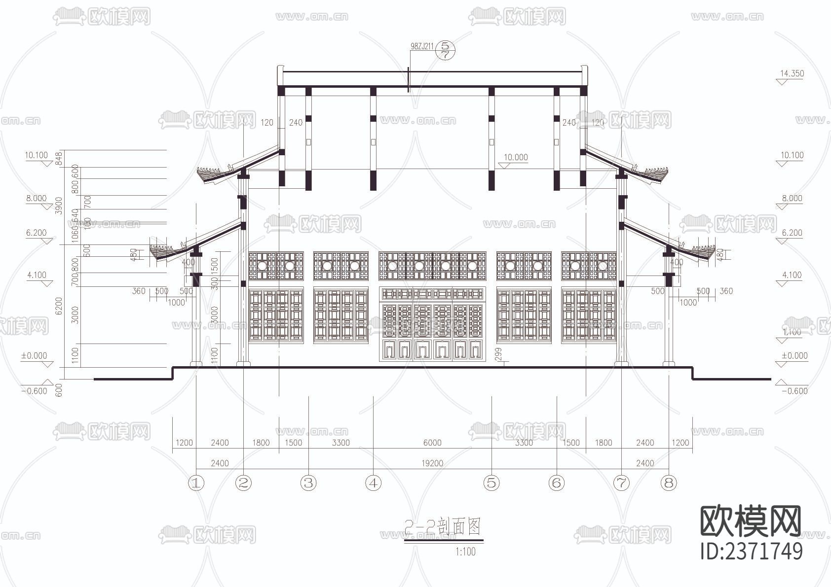 古建筑cad施工图下载（渲染图5）