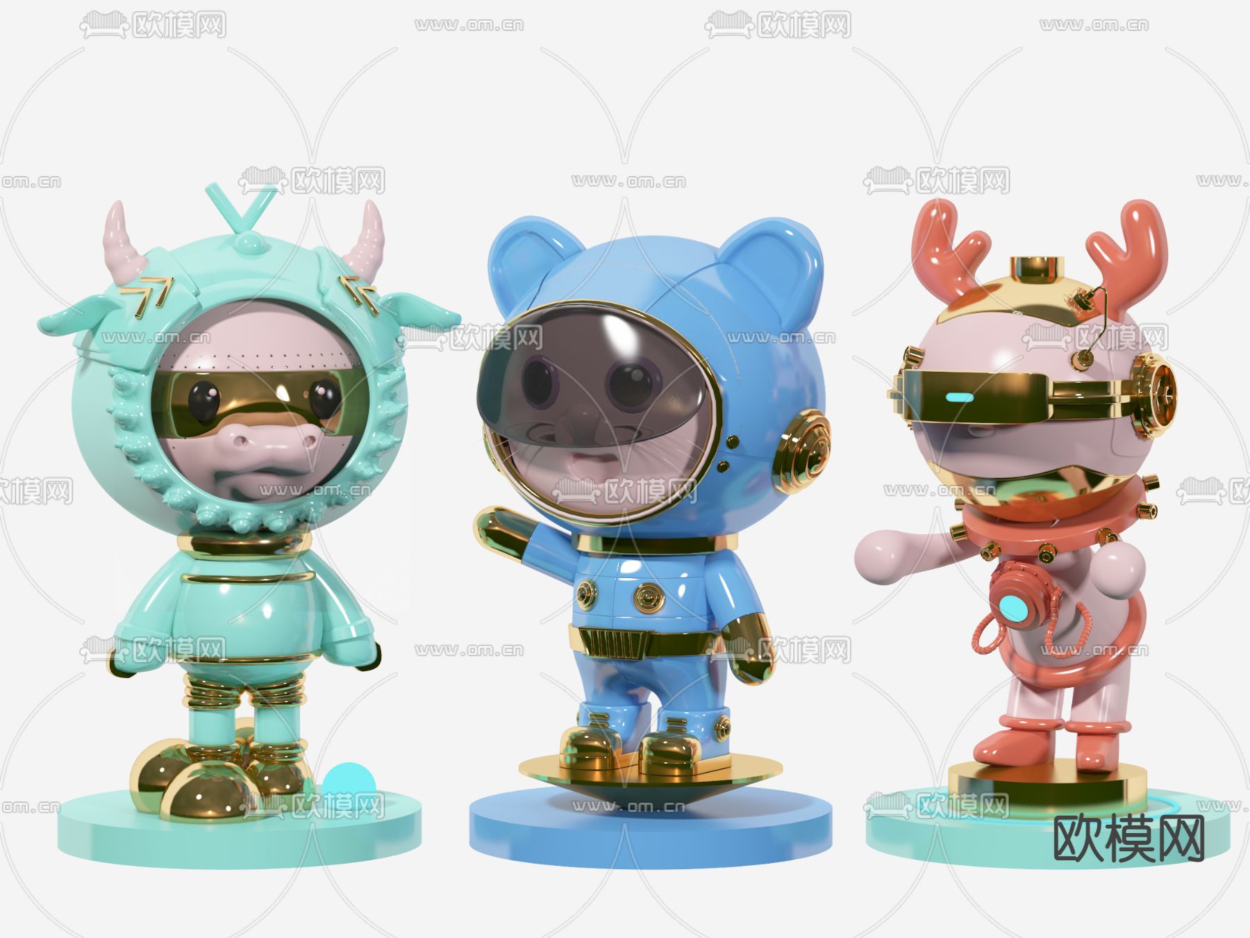 现代潮玩雕塑摆件su模型下载（渲染图1）