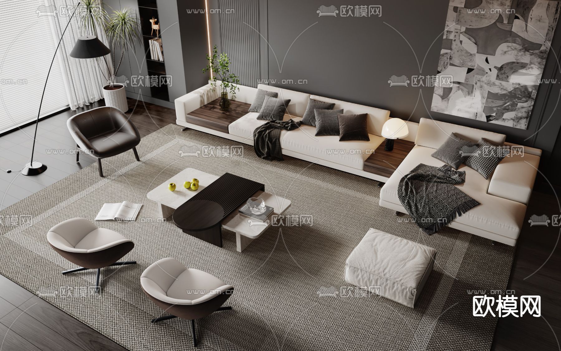 Minotti 组合沙发su模型下载（渲染图1）