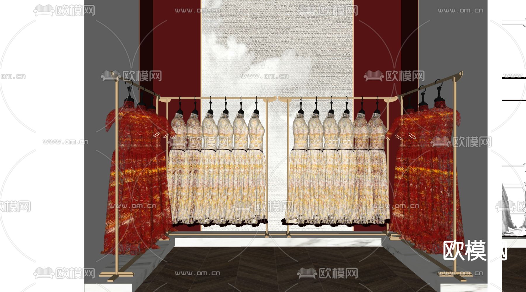 新中式婚纱 秀禾挂衣区su模型下载（渲染图2）