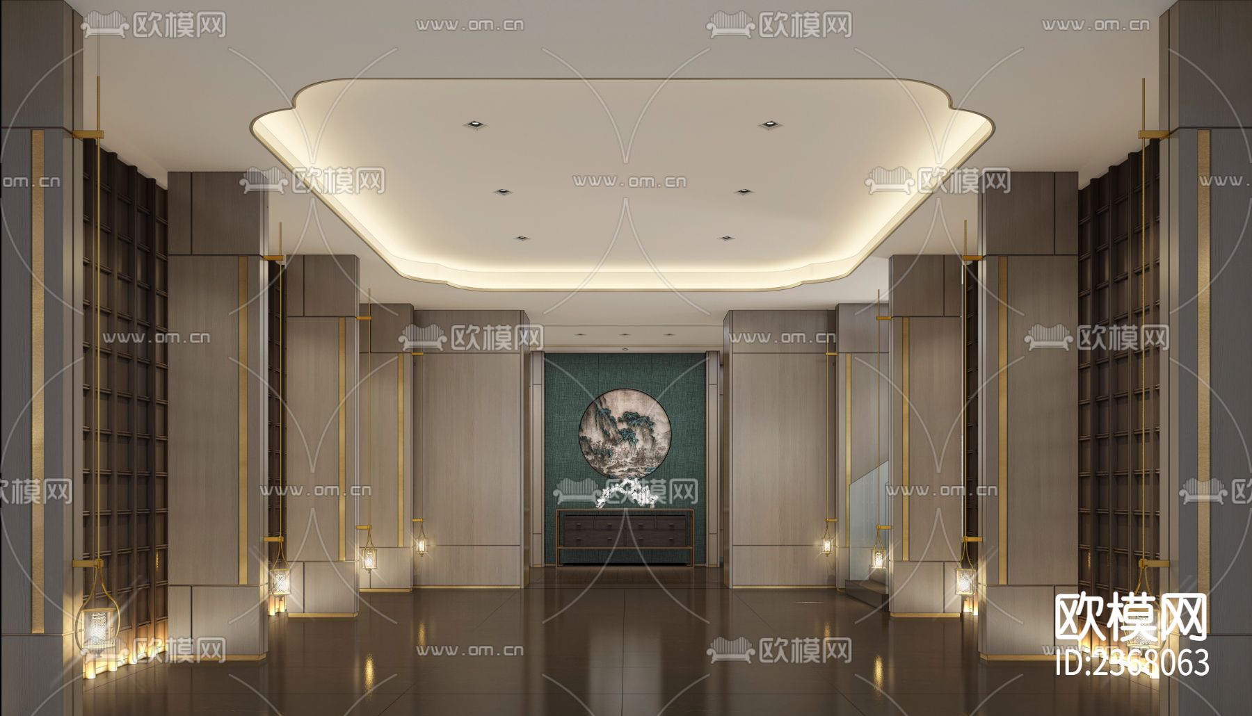 1200㎡阿里 办公会所cad施工图下载（渲染图4）