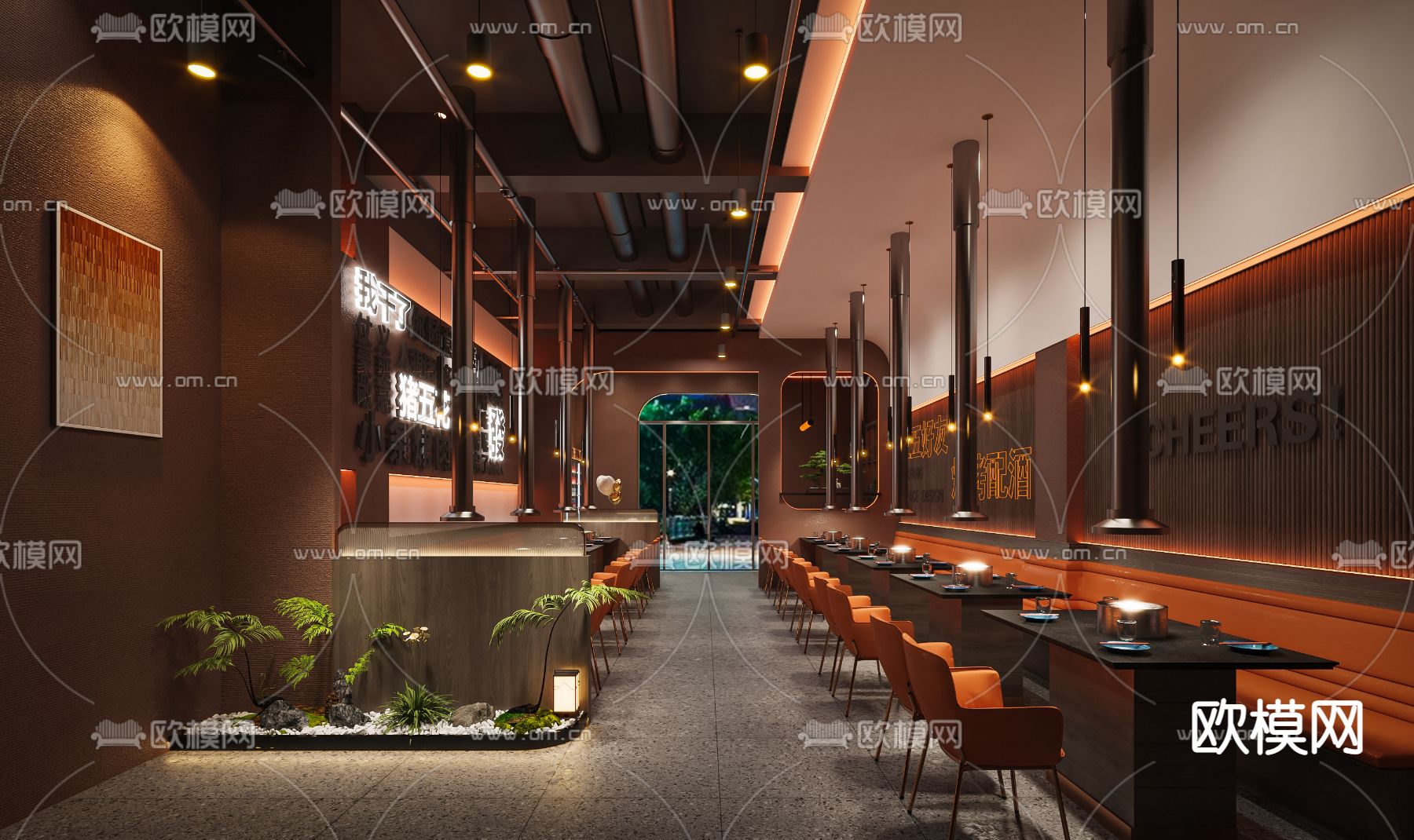 现代烧烤店 烤肉店3d模型下载（渲染图2）