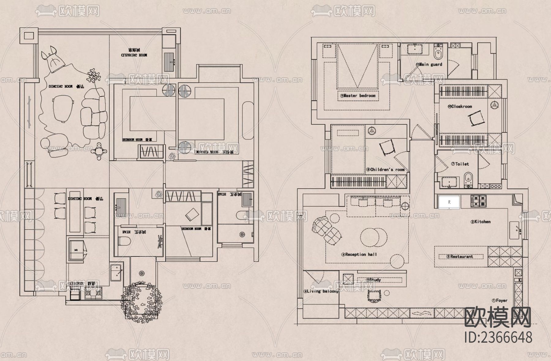 500套户型优化合集cad图库下载（渲染图4）