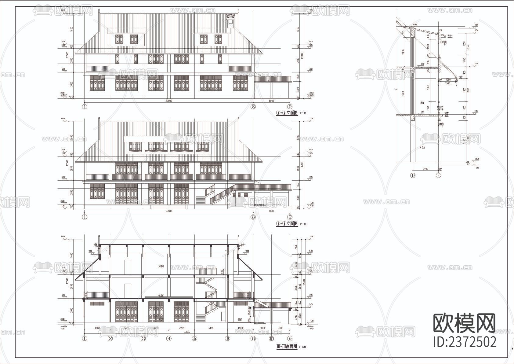民族风餐厅建筑结构cad施工图下载（渲染图5）