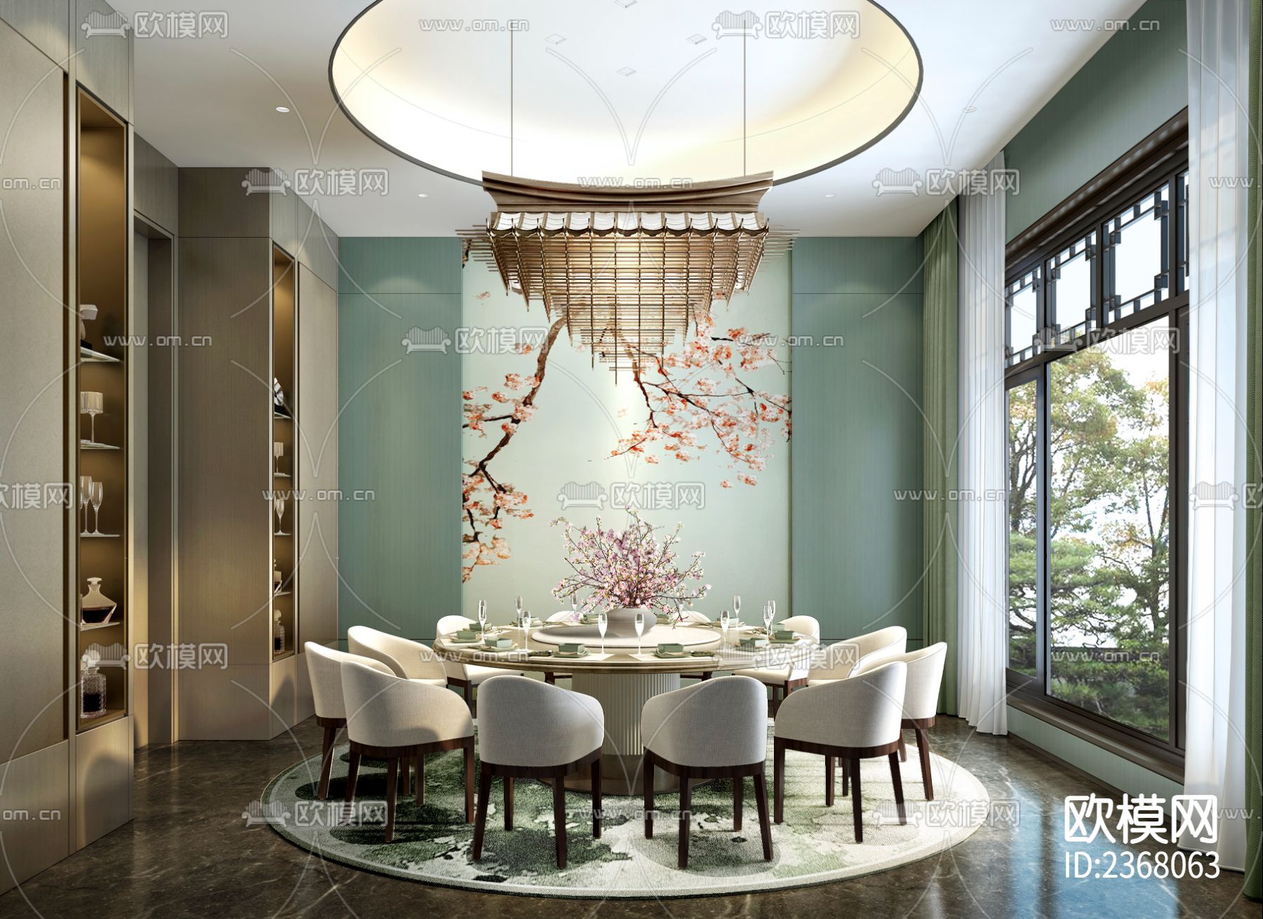 1200㎡阿里 办公会所cad施工图下载（渲染图1）