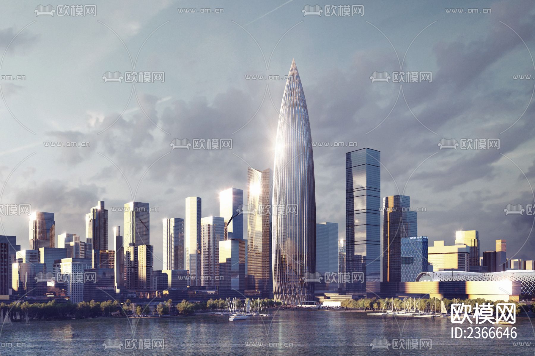 中国华润大厦 办公楼cad施工图下载（渲染图1）