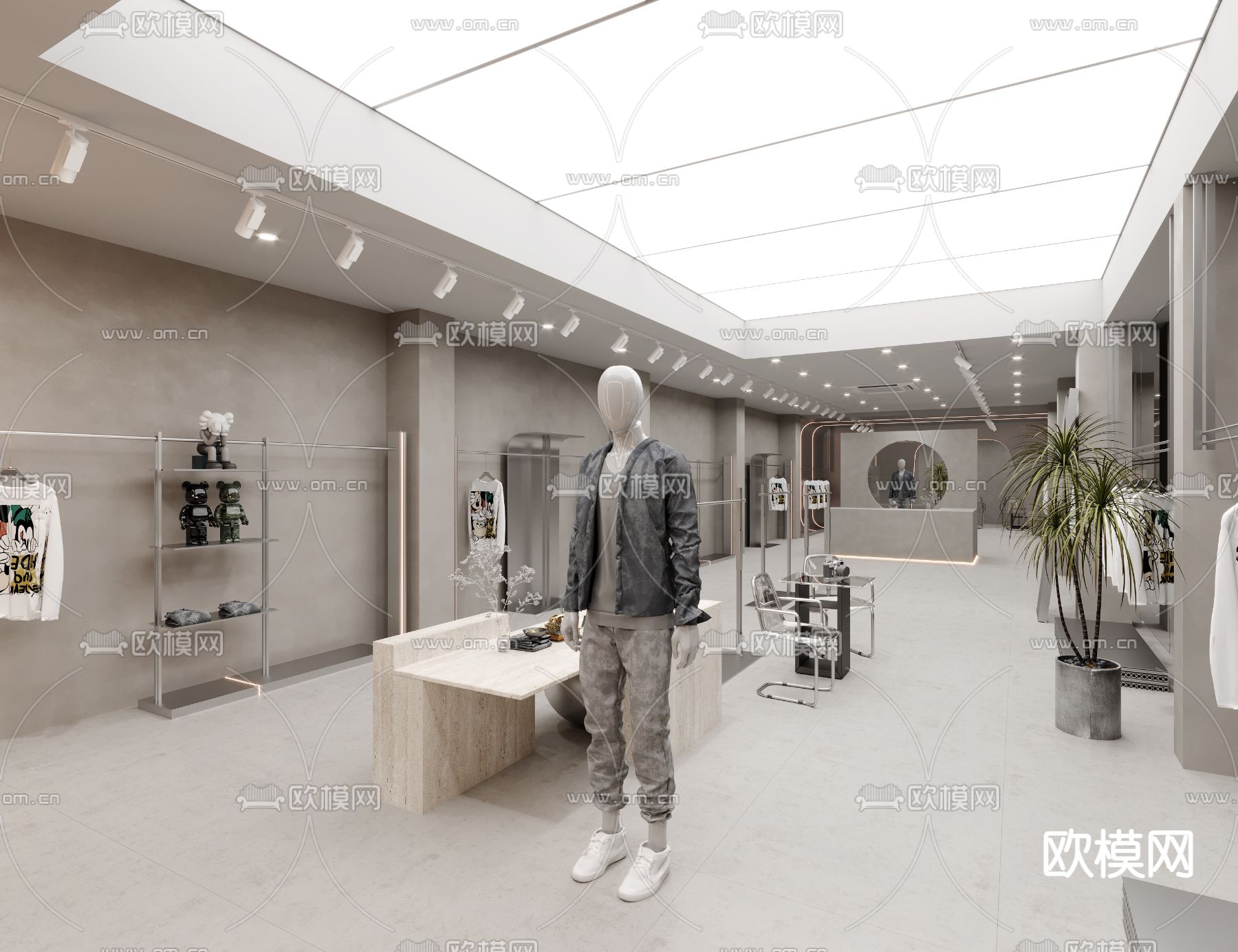 侘寂风男装店 服装店3d模型下载_ID12199661_3dmax免费模型-欧模网