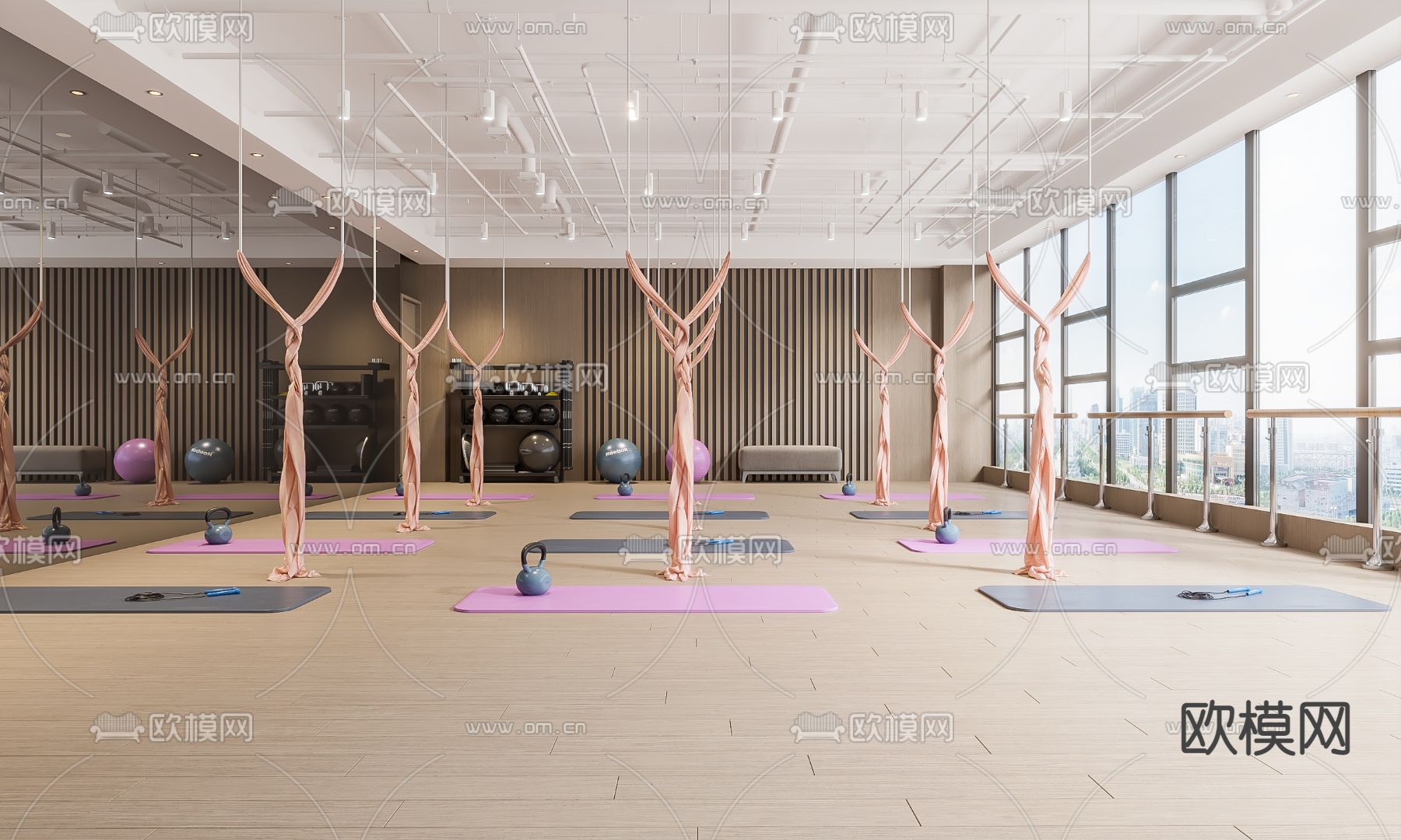 现代瑜伽室 健身房3d模型下载