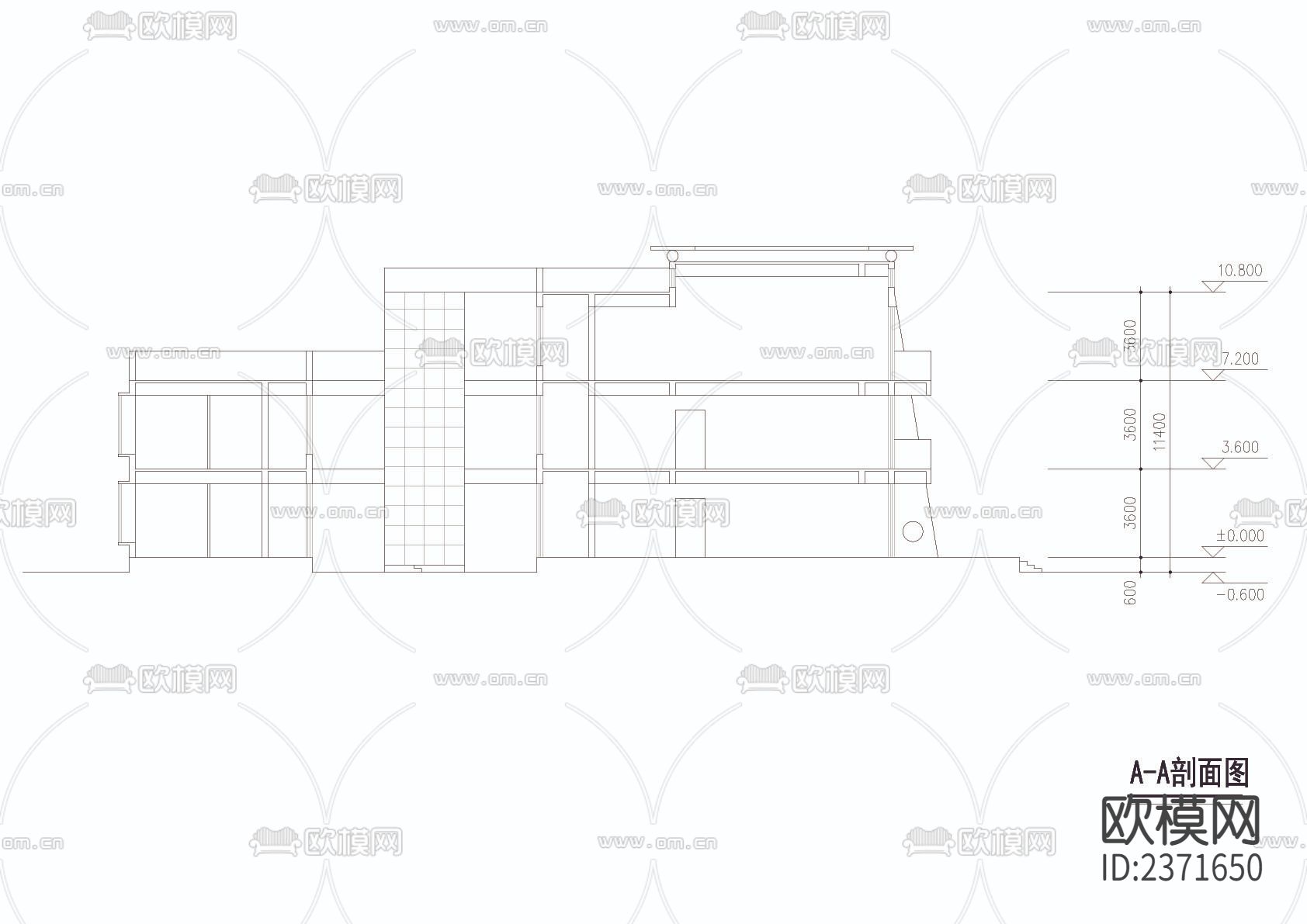 半圆形幼儿园CAD施工图下载（渲染图5）