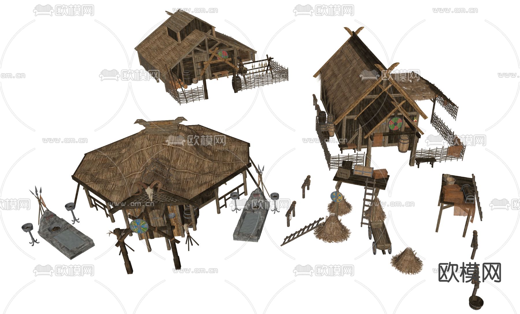 自然风茅草屋su模型下载（渲染图2）
