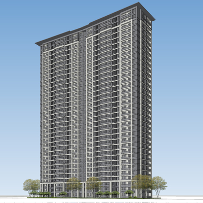 现代高层住宅楼外观su模型