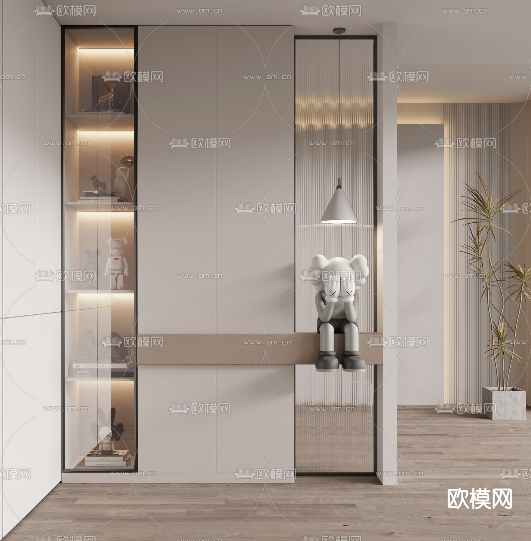 现代玄关屏风 隔断3d模型下载