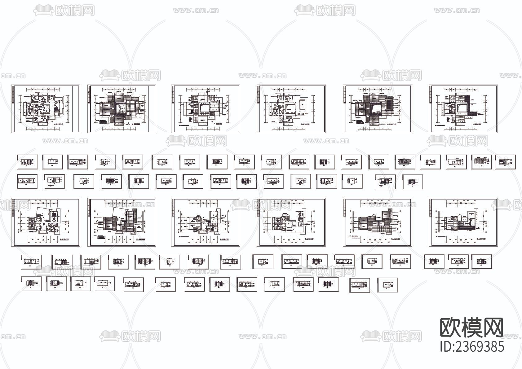两套别墅平面cad施工图下载（渲染图1）