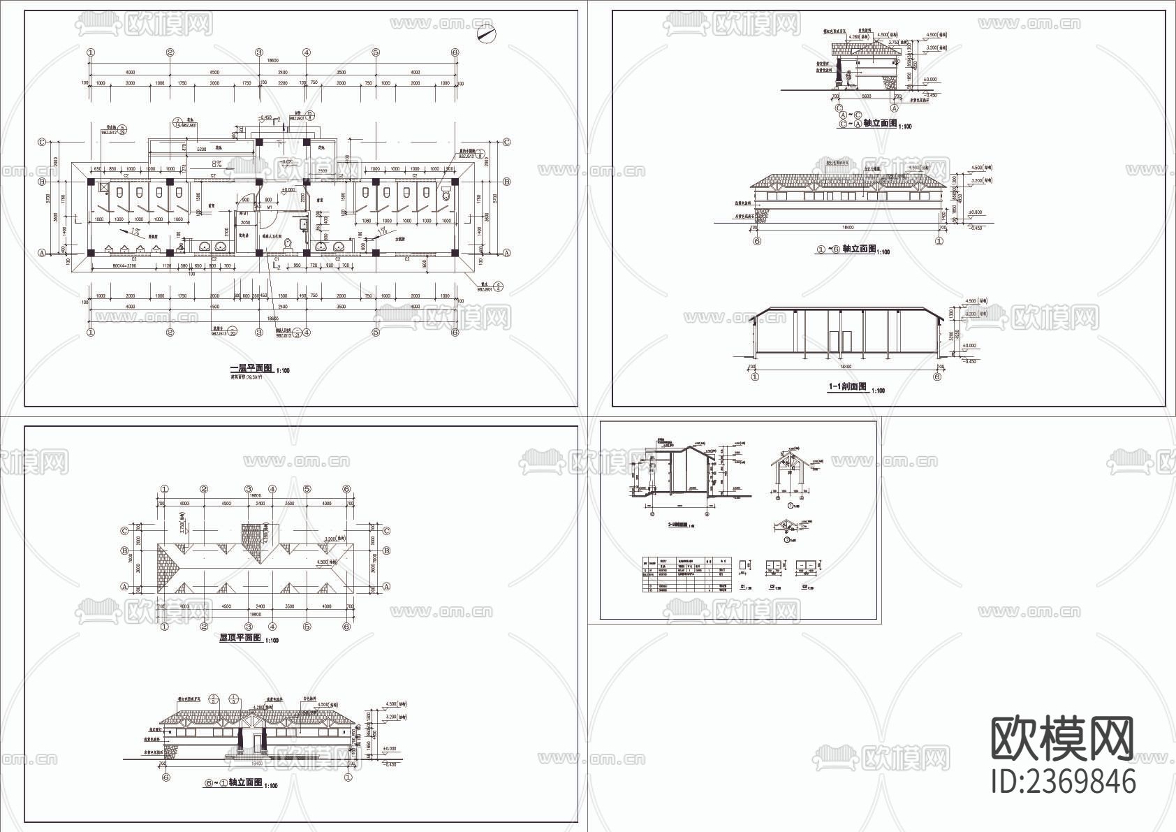 公园建筑厕所设计cad施工图下载（渲染图1）