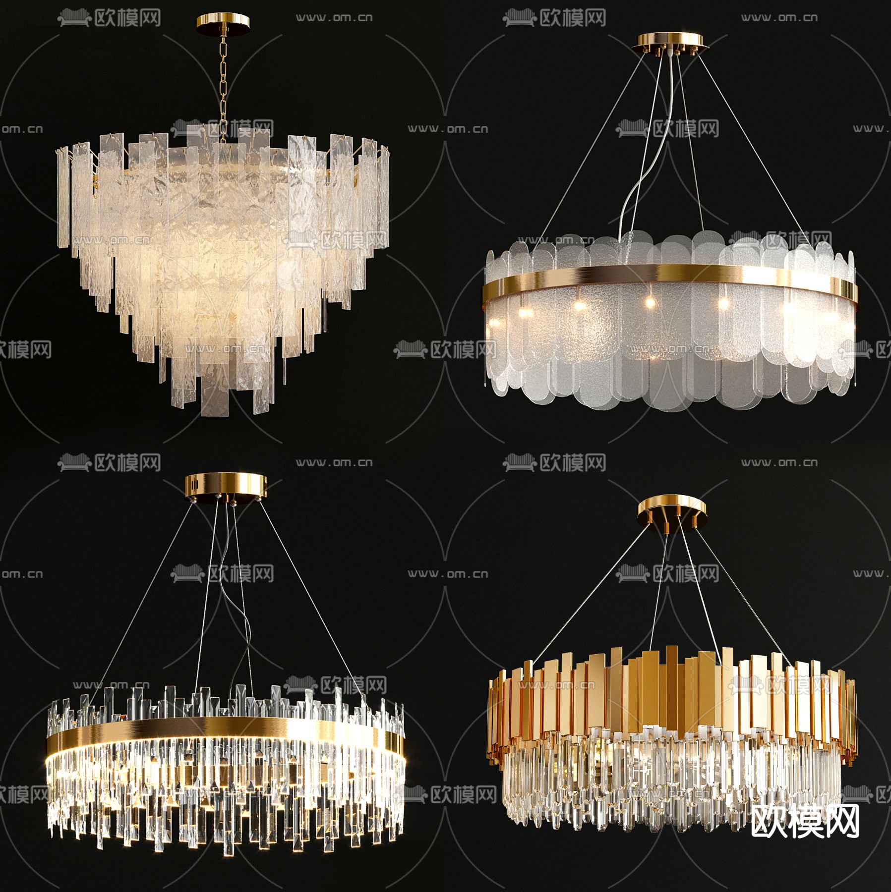 水晶吊灯 环形吊灯3d模型下载