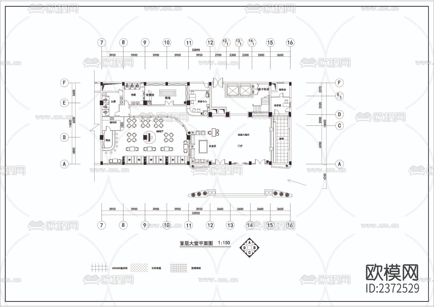 某宾馆装饰设计cad施工图下载（渲染图3）