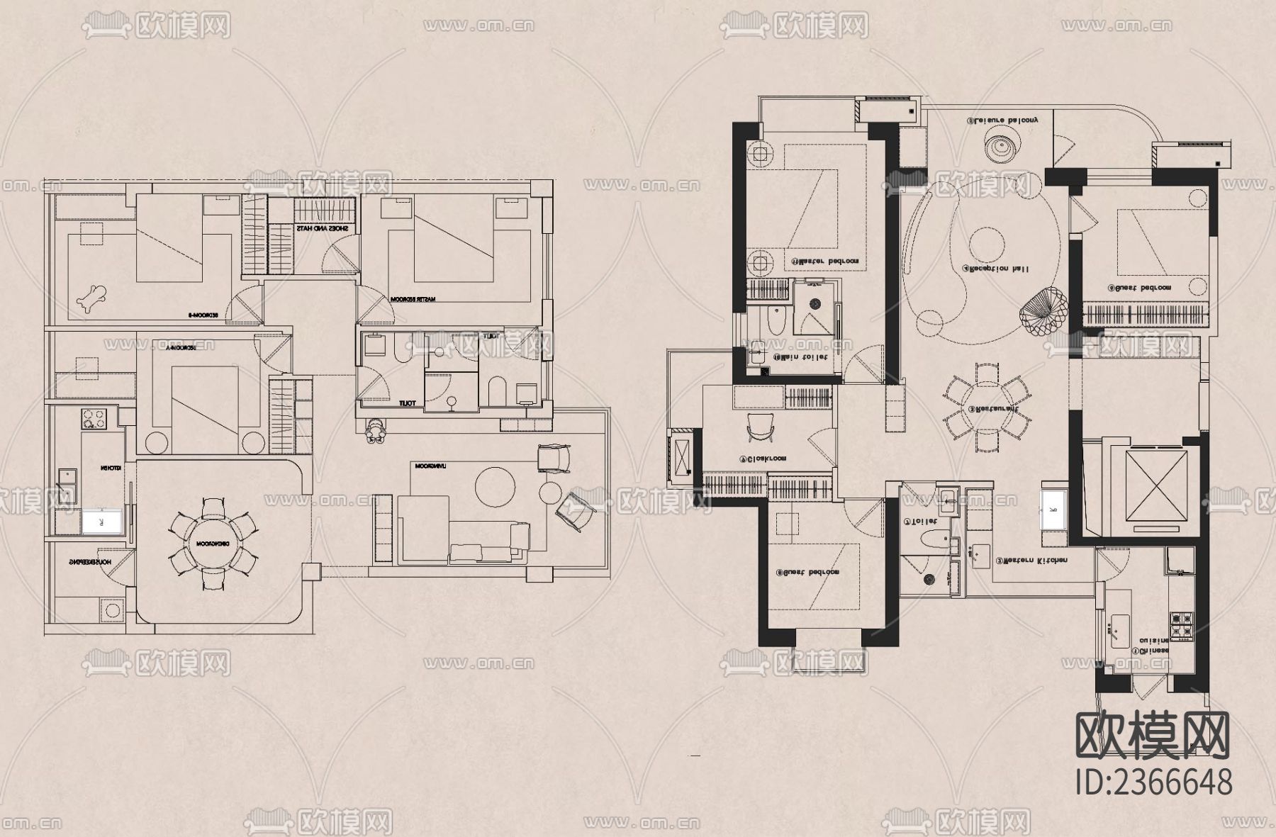500套户型优化合集cad图库下载（渲染图6）