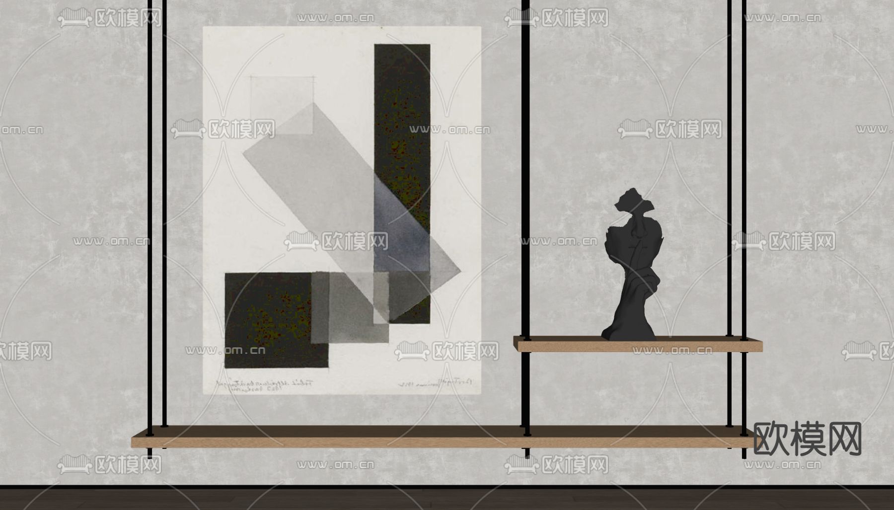 抽象挂画 装饰画su模型