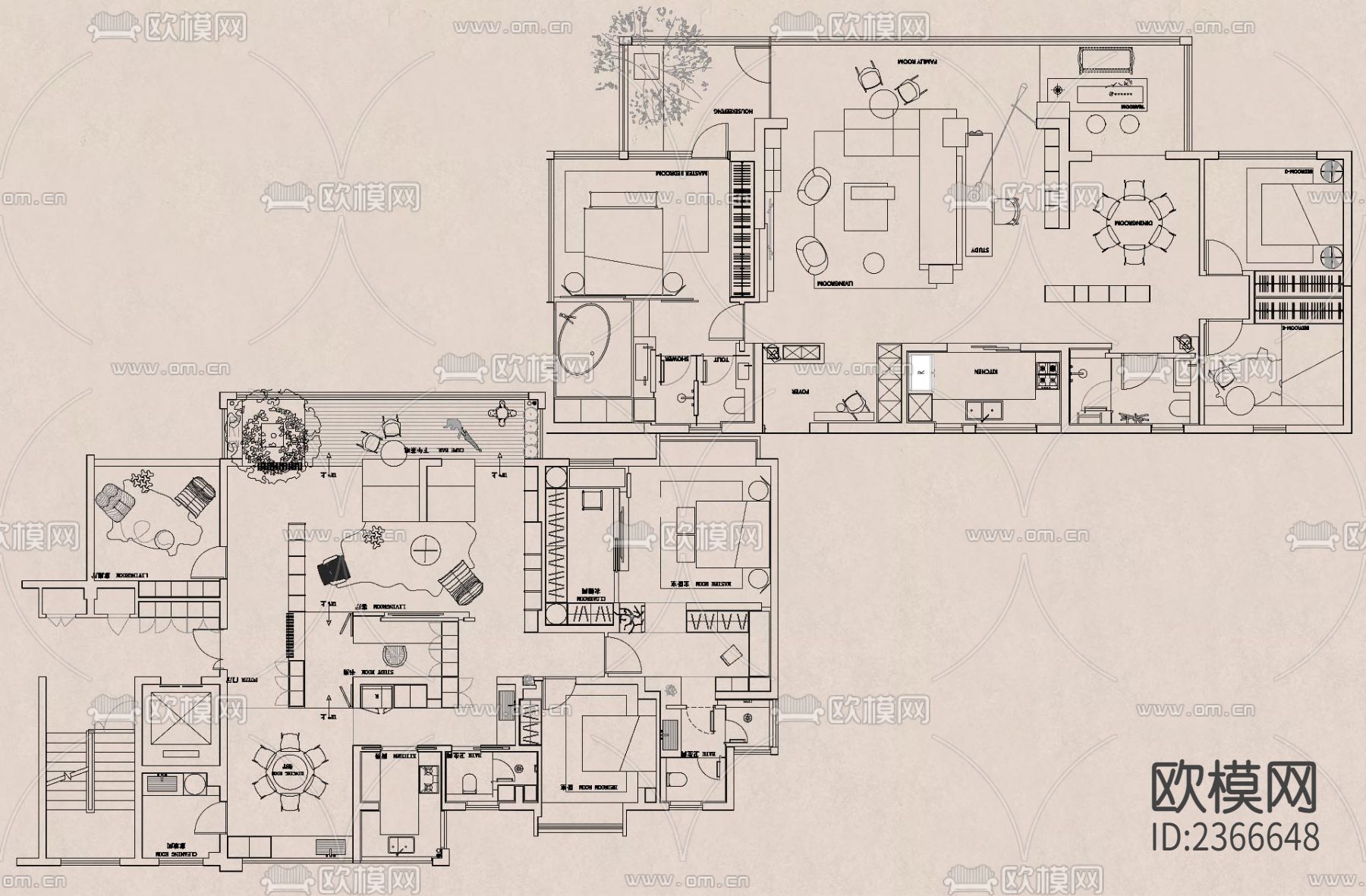 500套户型优化合集cad图库下载（渲染图8）