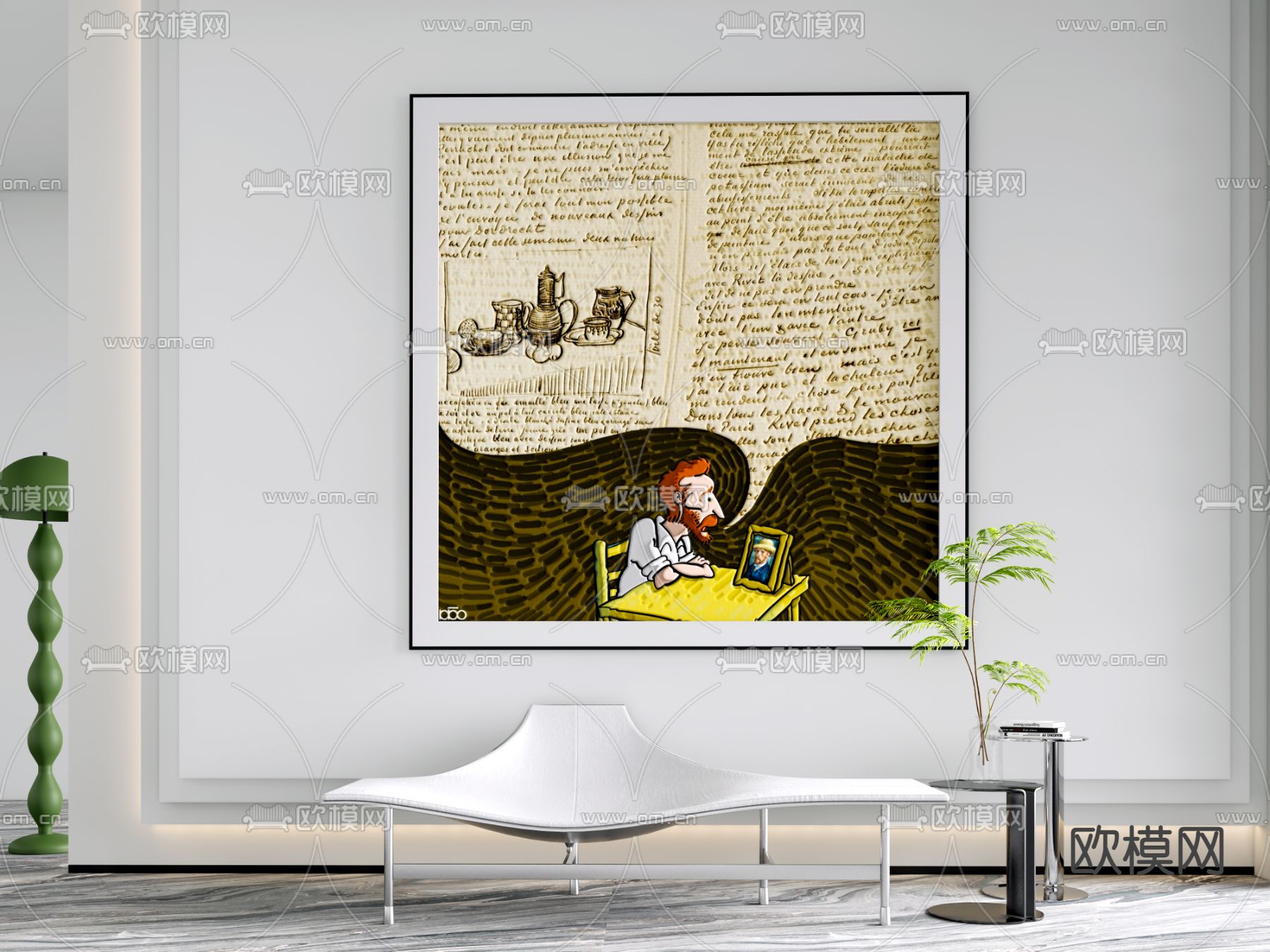 现代装饰挂画su模型下载（渲染图1）