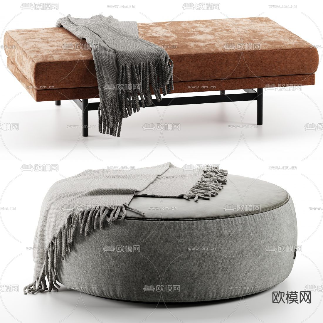 沙发凳 圆凳 矮凳子3d模型下载（渲染图3）