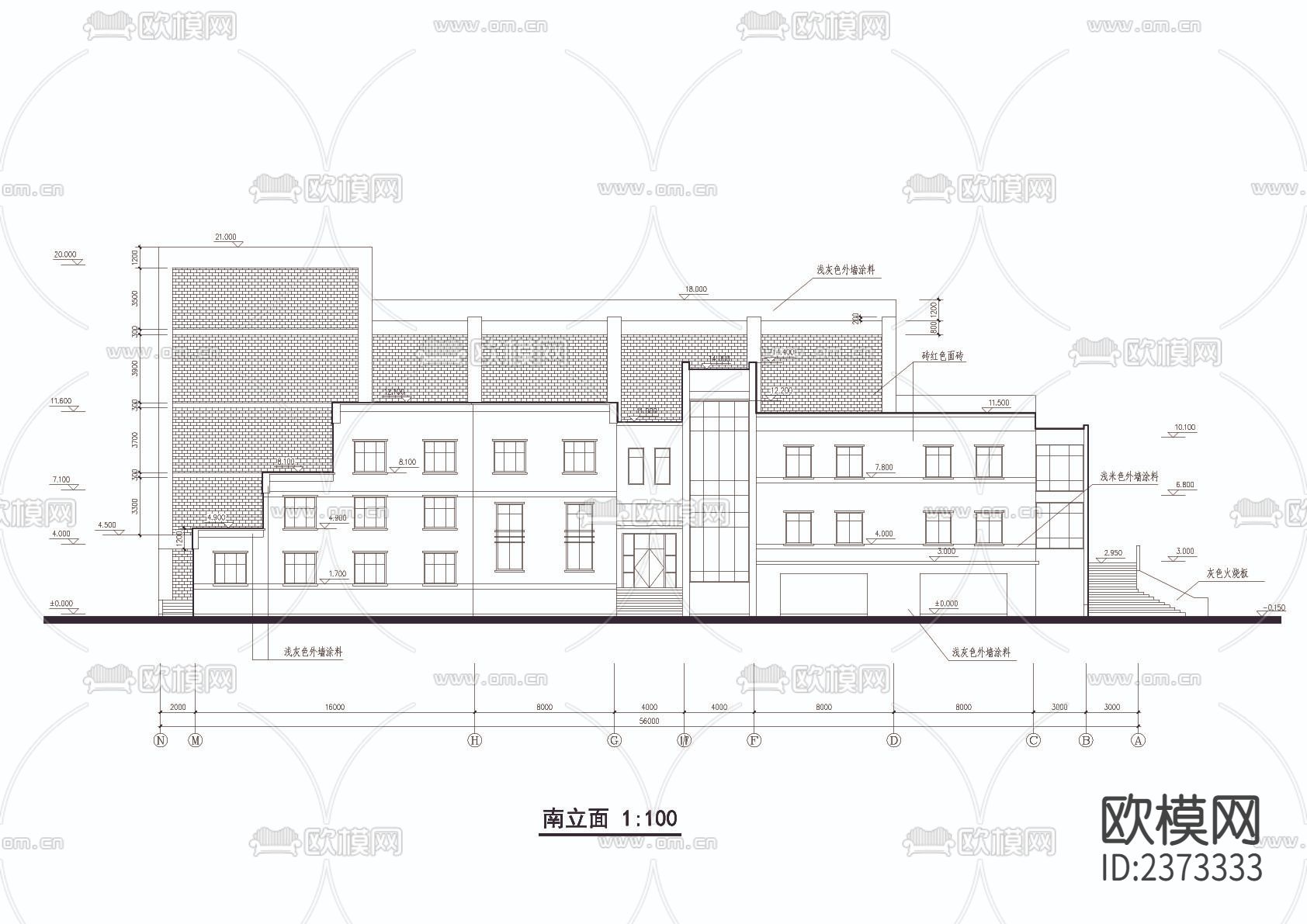 报告厅建筑CAD施工图下载（渲染图3）