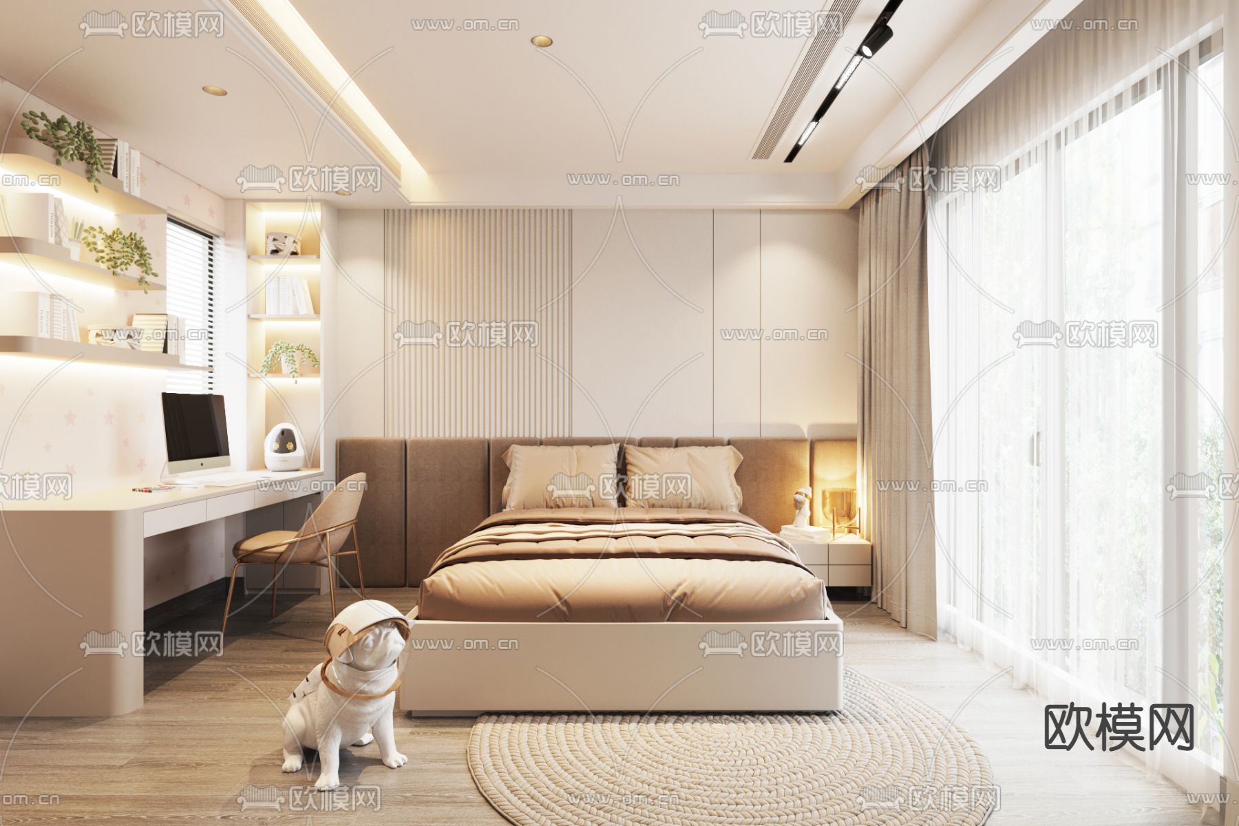 现代儿童房免费3d模型下载（渲染图1）