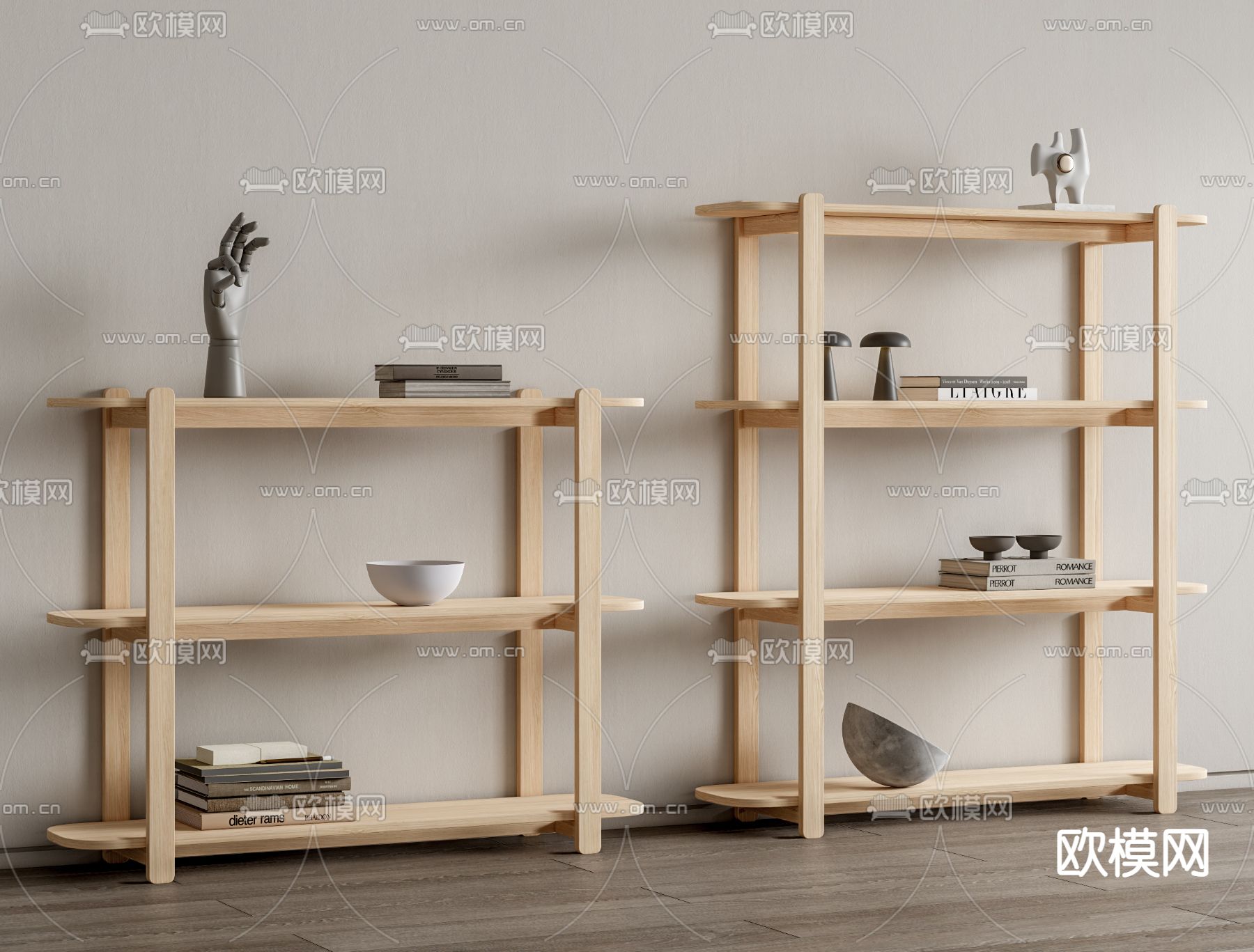 现代置物架 储物架su模型下载（渲染图1）