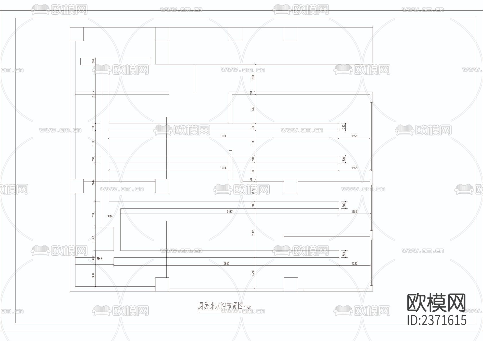 中餐厅给排水电路图CAD施工图下载（渲染图5）