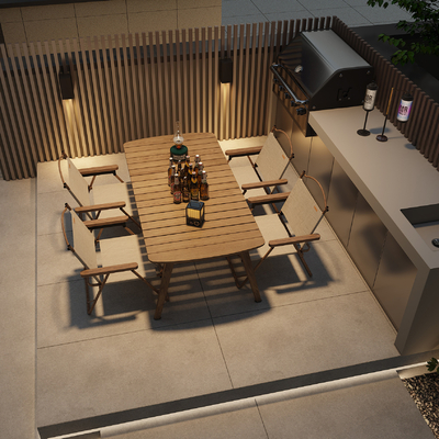  现代别墅庭院露台su模型 