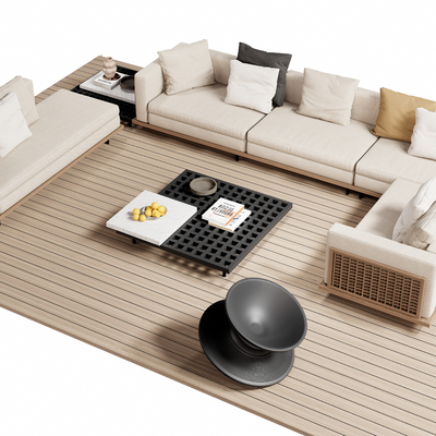  Minotti 现代转角组合沙发su模型 