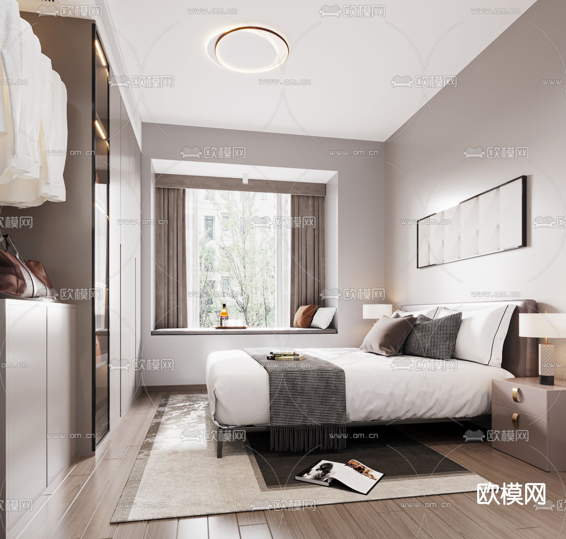 现代卧室 长辈房免费3d模型下载