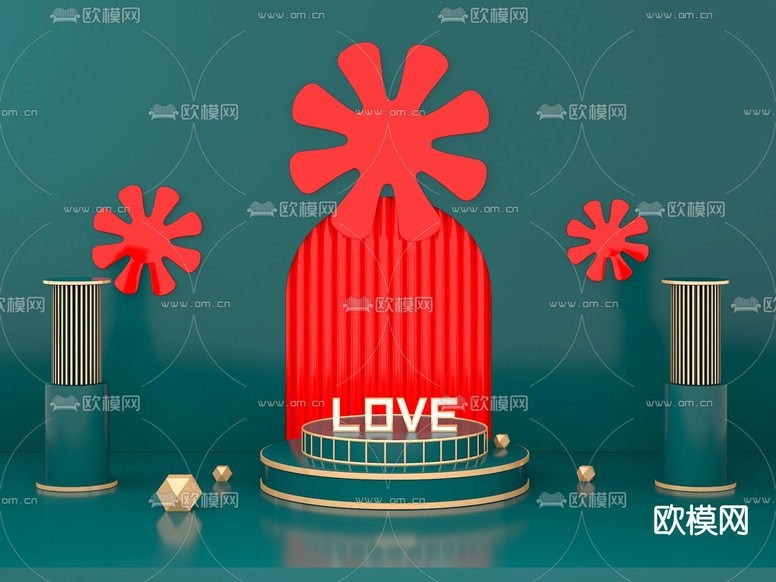 美陈 电商背景 展台免费3d模型下载