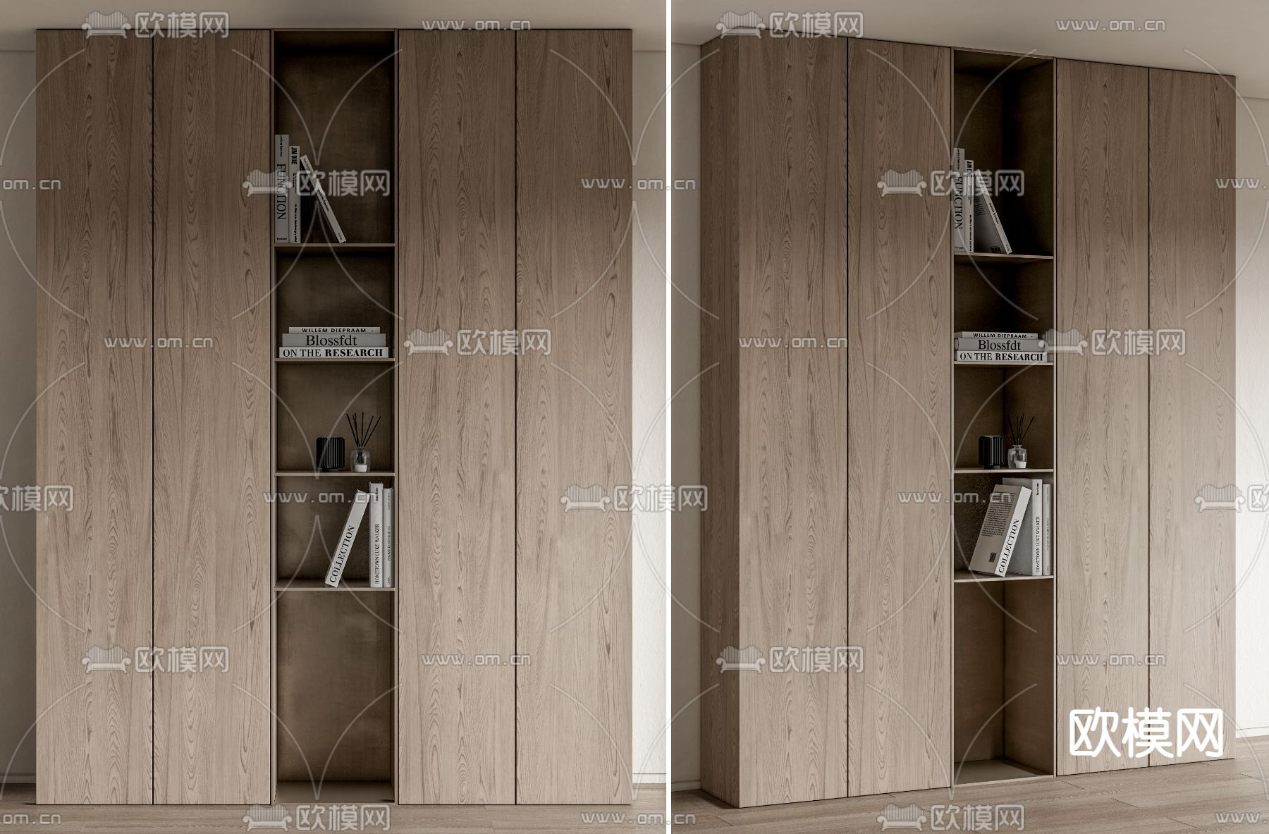 现代书柜su模型下载（渲染图1）