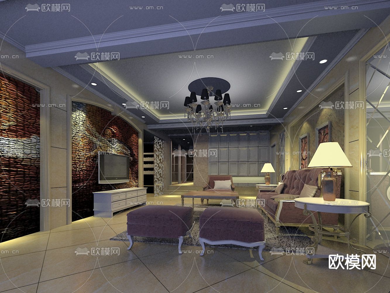 欧式客餐厅免费3d模型下载